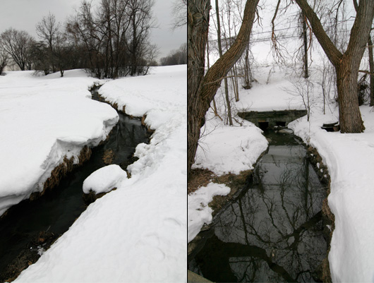 Current and last stretch of Riviere St. Pierre cutting through the Meadowbrook Golf Course in Montreal Ouest.